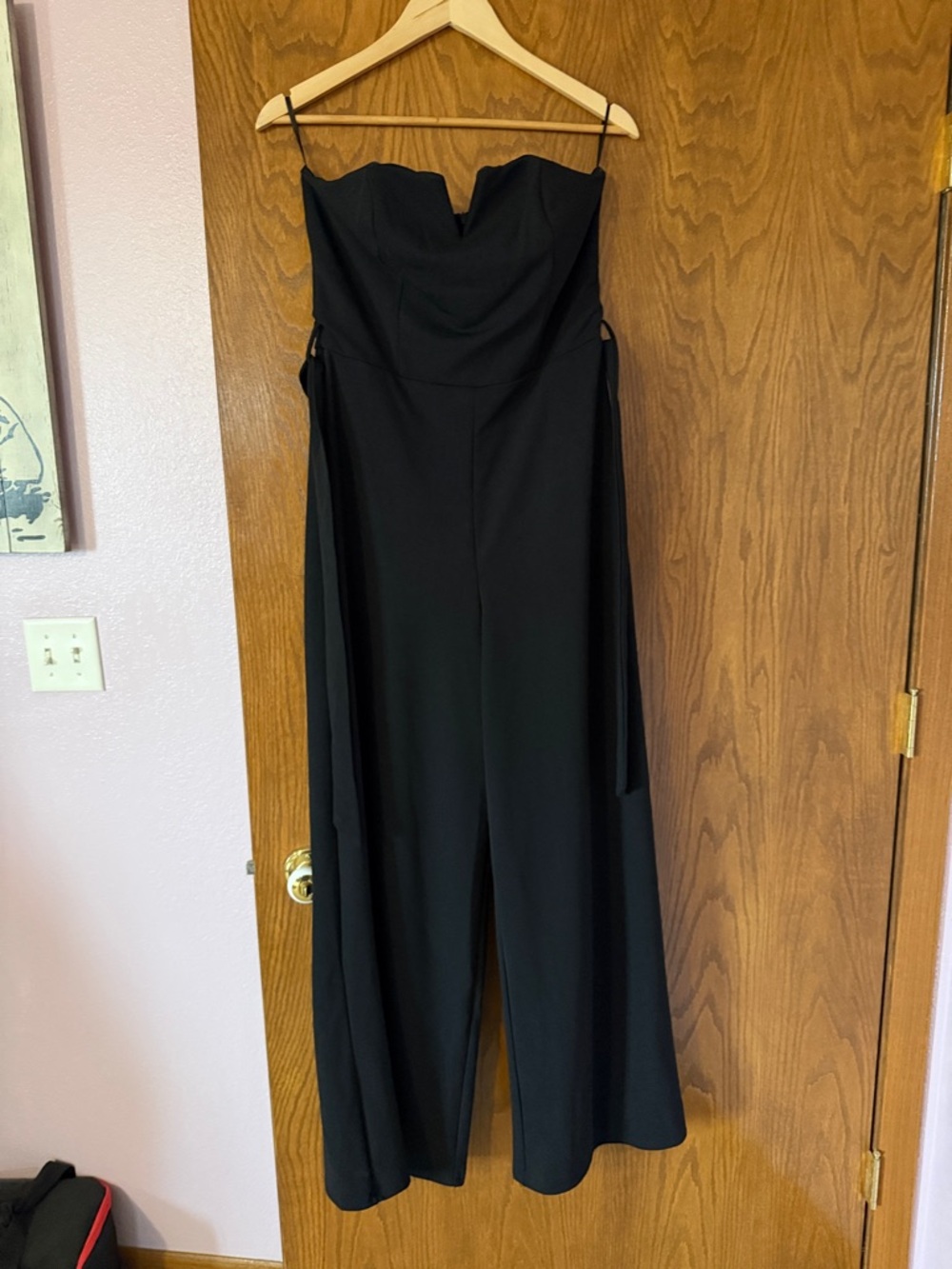 She + Sky Black Strapless Wide-Leg Jumpsuit